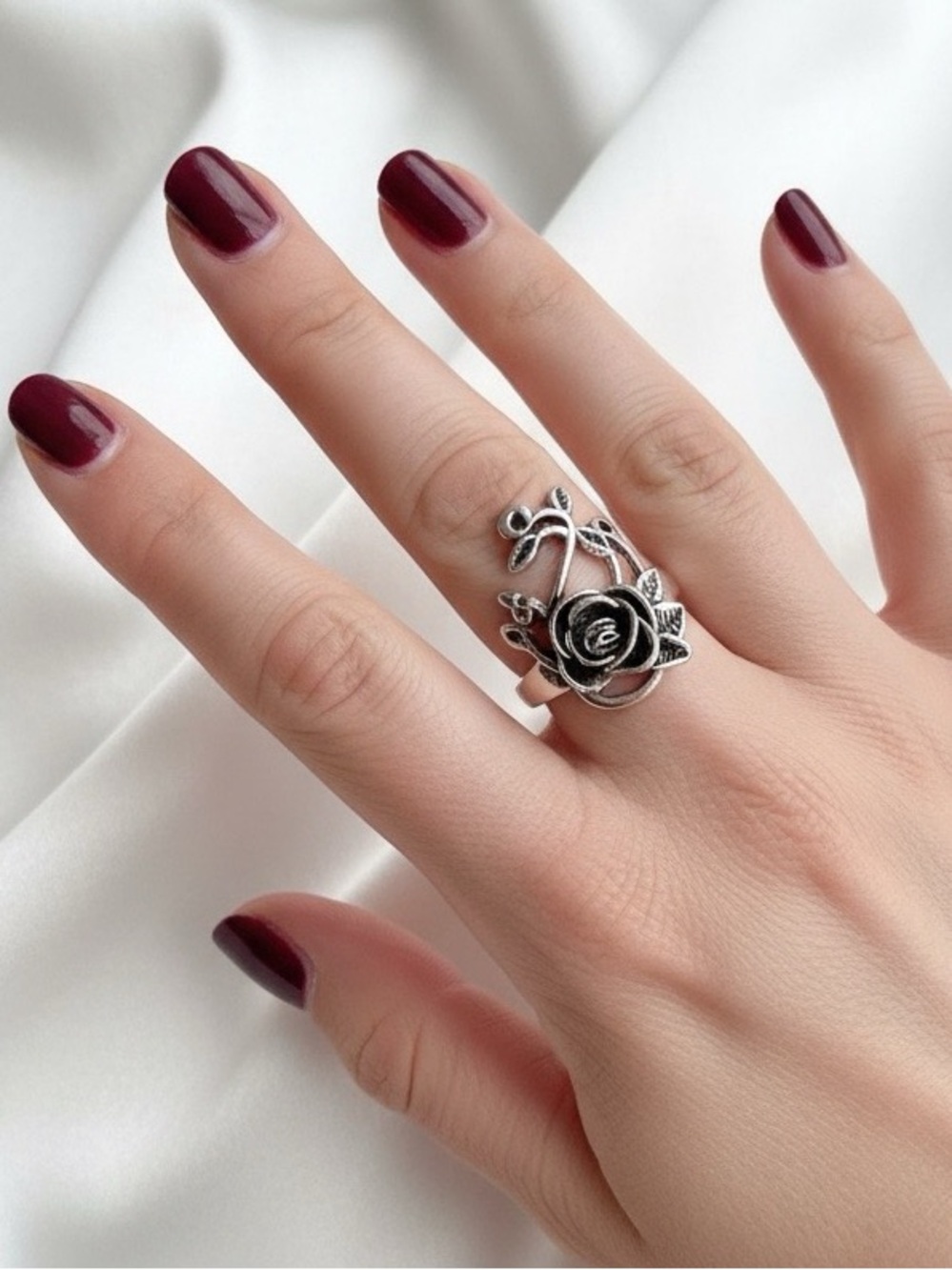 Sterling Silver Rose Vine Statement Ring